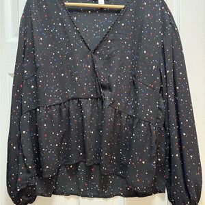 POPSUGAR Black Top with Heart Accents